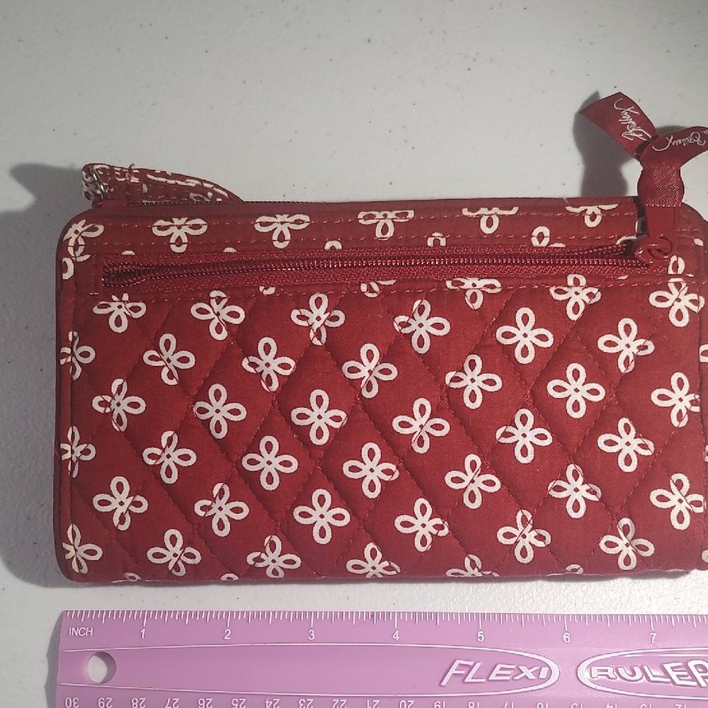 Vera Bradley Red and White Mini Concerto Pattern Wristlet - Picture 3 of 5